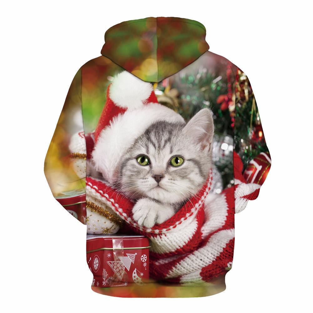 Christmas Men Women 3d Hoodies Print Cute cat Sweatshirts